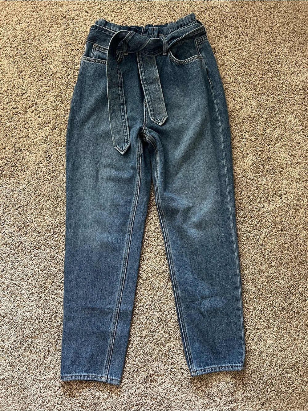 Joe's Jeans High-Rise Paperbag Belted Jeans - Blue Wash